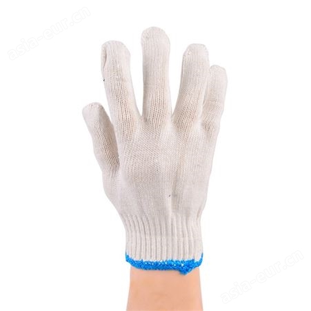 棉线手套500克蓝边 灯罩线手套十针出口耐磨劳保手套手套白边600g