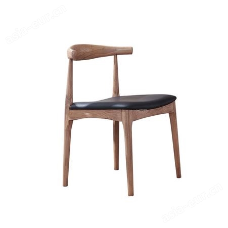 搏德森北欧日式简约全实木餐椅白蜡木软坐垫椅子咖啡餐厅餐厅牛角椅凳子