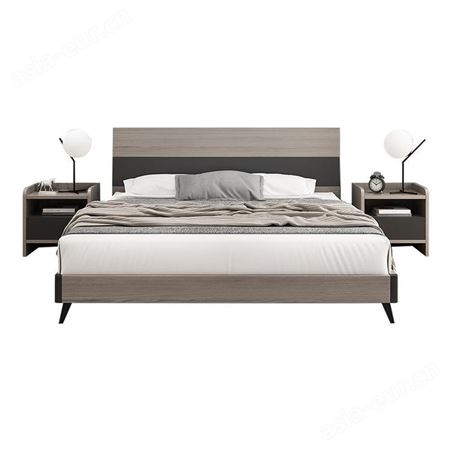 北欧床现代简约1.5m1.8米搏德森双人床公寓出租房1.2米高箱储物床板式家具主卧床