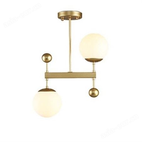 图比乐北欧后现代吊灯金色简约个性创意双头卧室餐厅灯圆球玻璃吊灯具